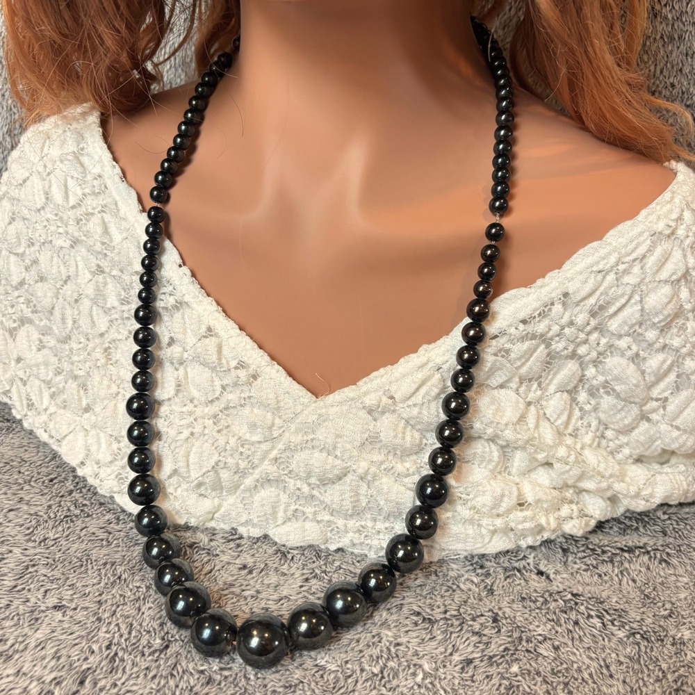 Cybergoth Metal Beaded Necklace Black Graduated Goth Victorian Formal Edgy 21841
